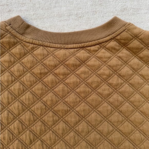 Quilted Diamond Pullover Sweatshirt JOYSPUN Brown S Soft Luxe Lounge cottagecore - Picture 10 of 11